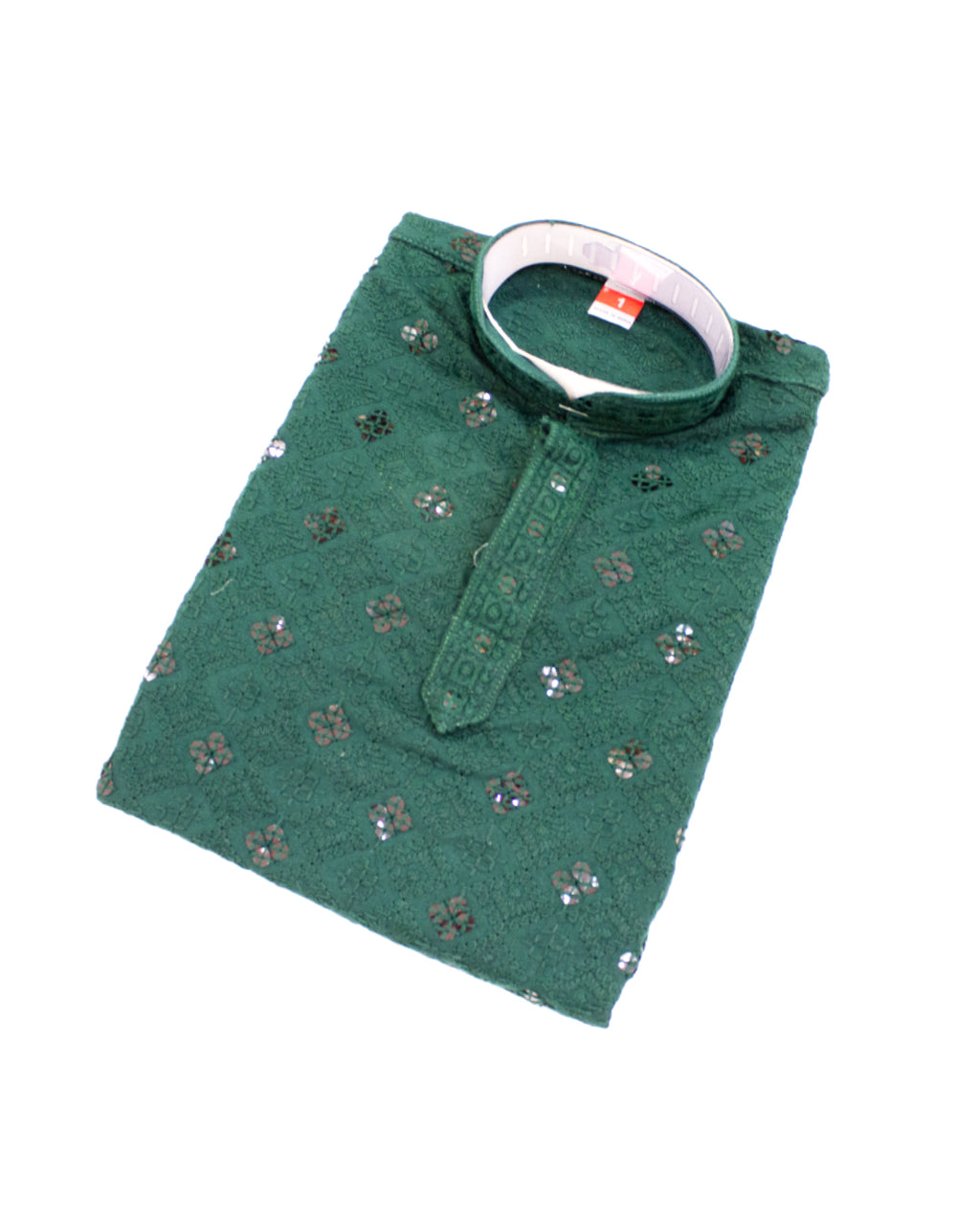 Boys Emerald Green Embroidered Kurta