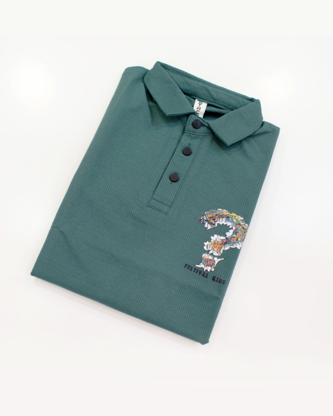 Boys Teal Green Football King Graphic Polo T-Shirt