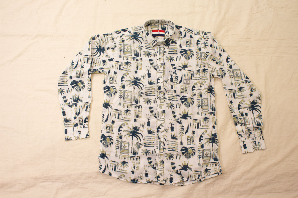 Boys Tropical Print Full-Sleeve Shirt | Off-White