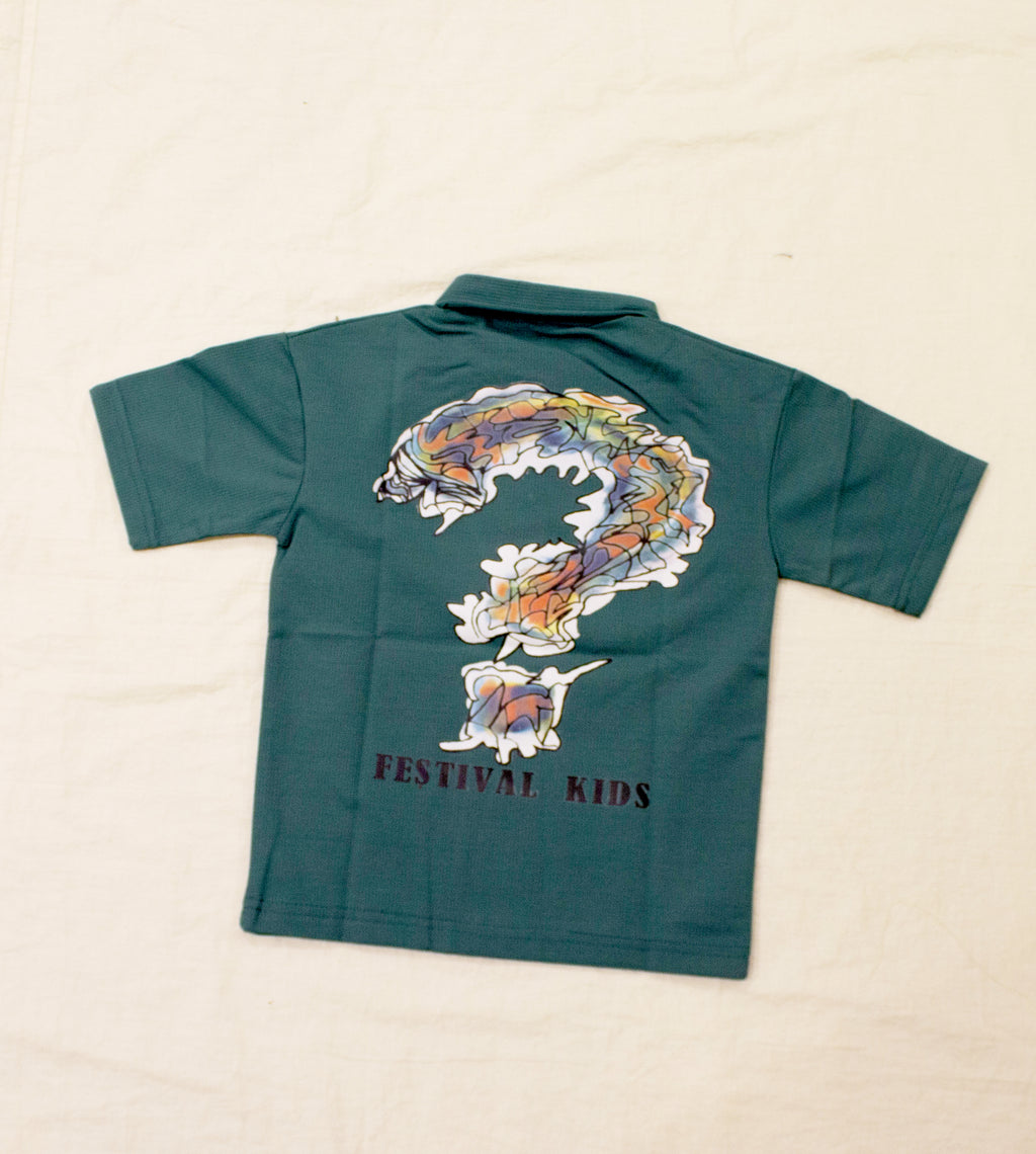 Boys Teal Green Football King Graphic Polo T-Shirt