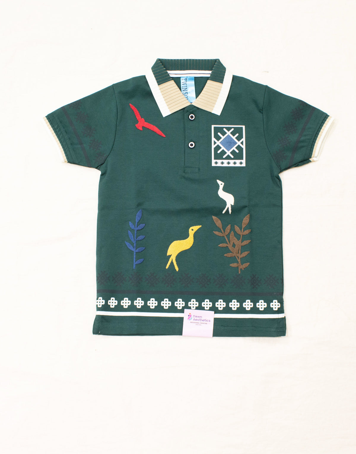 Boys Embroidered Polo T-Shirt – Forest Green