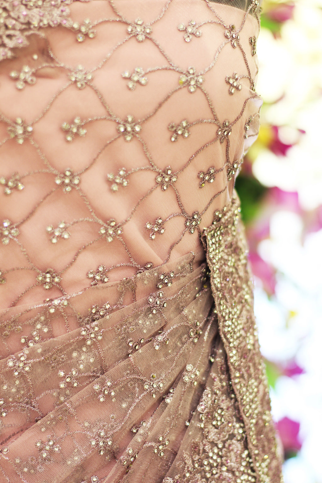 Light Lavender Net Fancy Saree with Thread & Stone Work | Stone Threadwork Blouse
