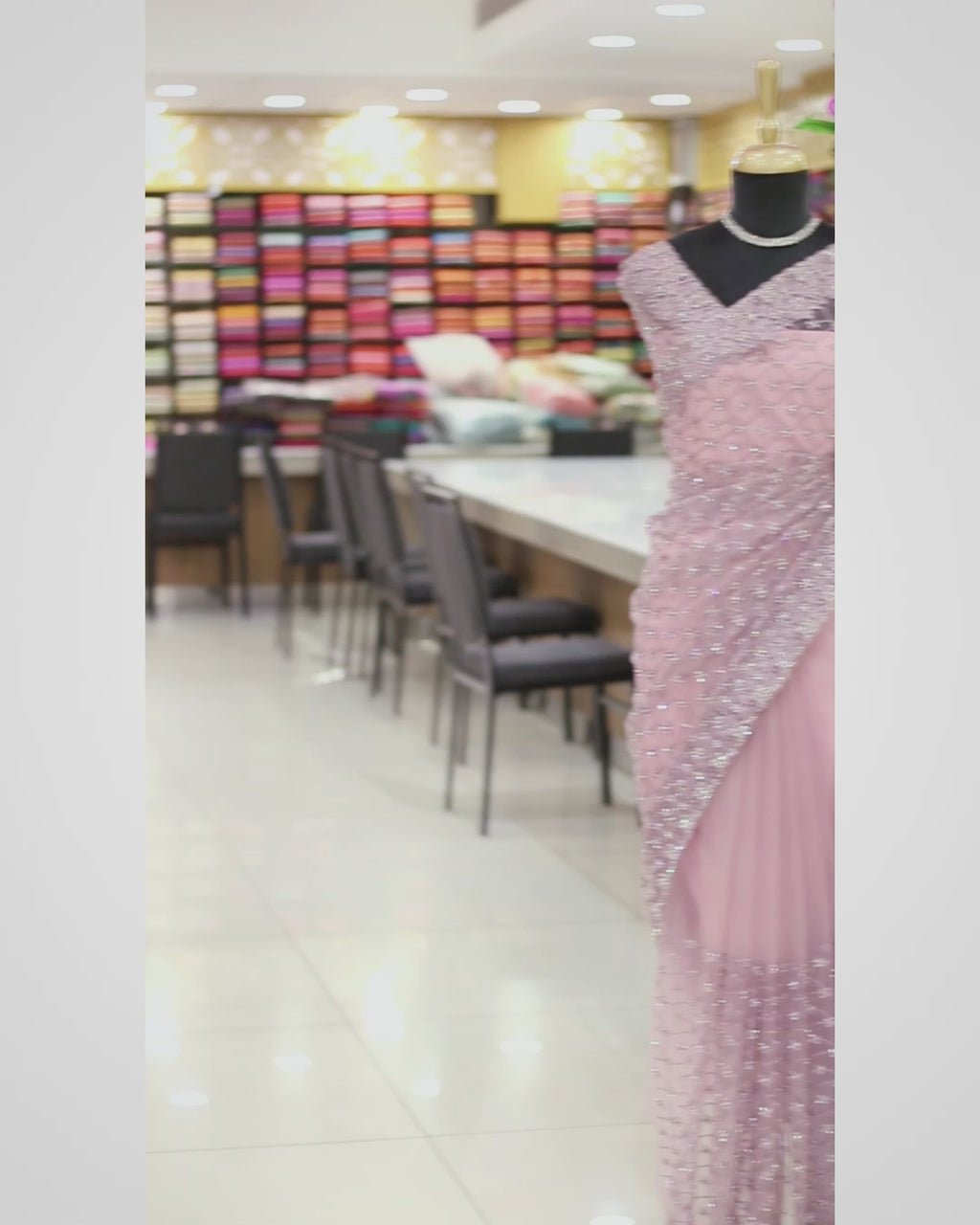 Light Lavender Net Fancy Saree with Thread & Stone Work | Stone Threadwork Blouse