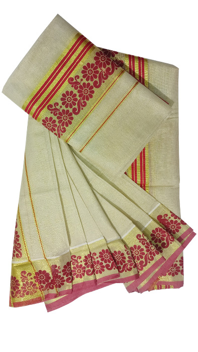 KERALA COTTON SET MUNDU SAREE TSTAG3010RBLU